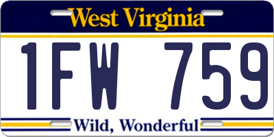 WV license plate 1FW759