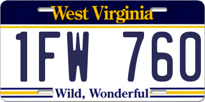 WV license plate 1FW760