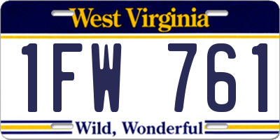 WV license plate 1FW761
