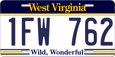 WV license plate 1FW762