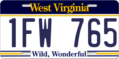 WV license plate 1FW765