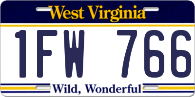 WV license plate 1FW766