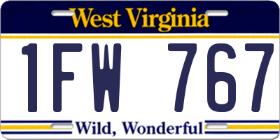 WV license plate 1FW767