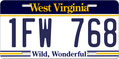 WV license plate 1FW768
