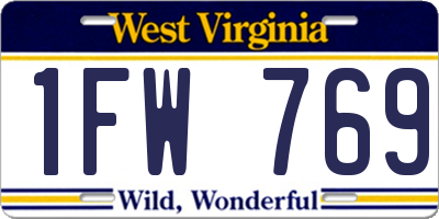 WV license plate 1FW769