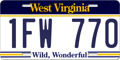 WV license plate 1FW770
