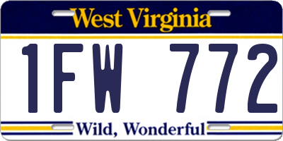 WV license plate 1FW772