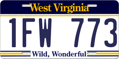 WV license plate 1FW773