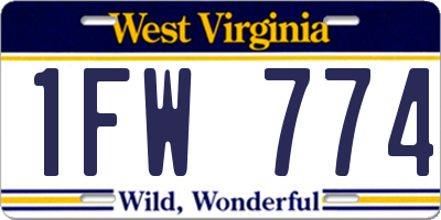 WV license plate 1FW774