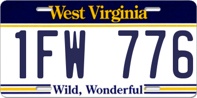 WV license plate 1FW776