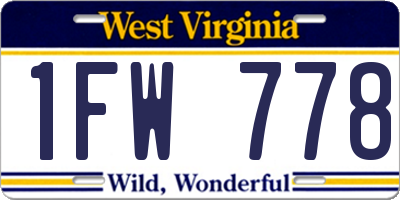 WV license plate 1FW778