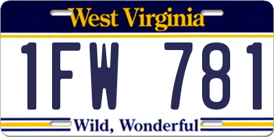 WV license plate 1FW781