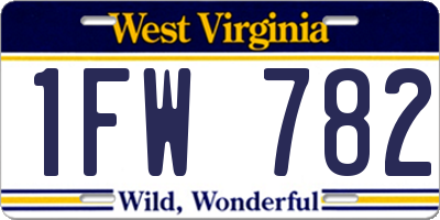 WV license plate 1FW782