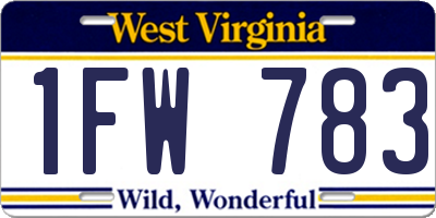 WV license plate 1FW783