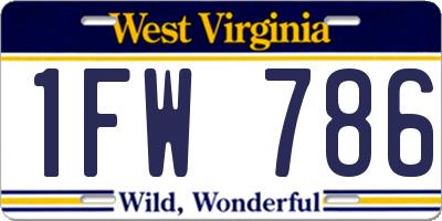 WV license plate 1FW786
