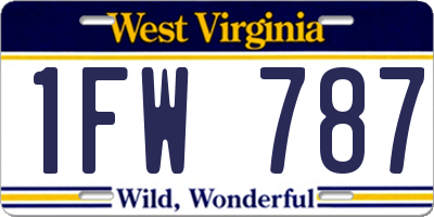 WV license plate 1FW787