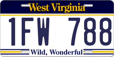 WV license plate 1FW788