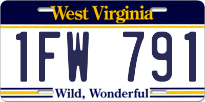 WV license plate 1FW791