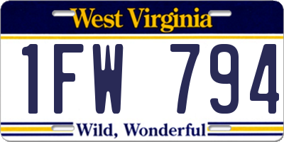WV license plate 1FW794