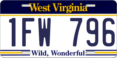 WV license plate 1FW796