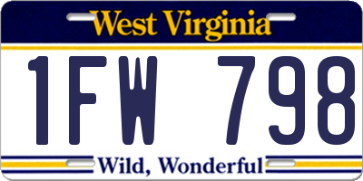 WV license plate 1FW798