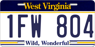 WV license plate 1FW804