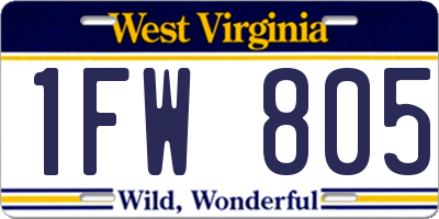 WV license plate 1FW805