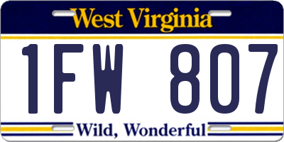 WV license plate 1FW807