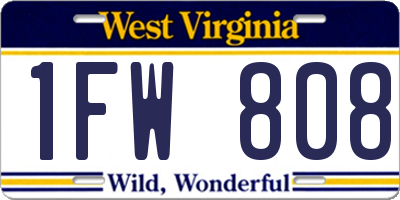 WV license plate 1FW808