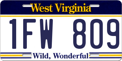 WV license plate 1FW809