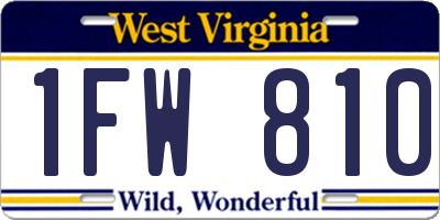 WV license plate 1FW810