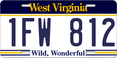 WV license plate 1FW812