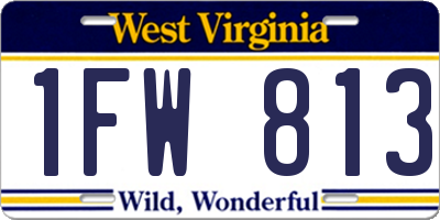 WV license plate 1FW813