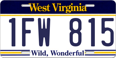 WV license plate 1FW815