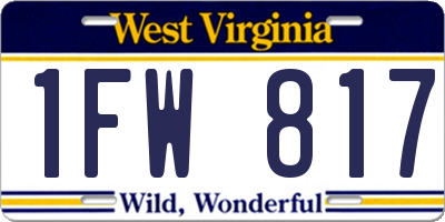 WV license plate 1FW817