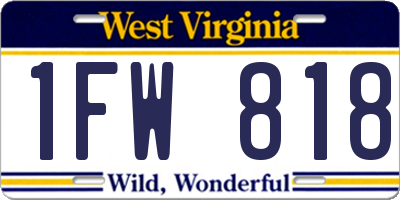 WV license plate 1FW818