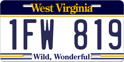 WV license plate 1FW819