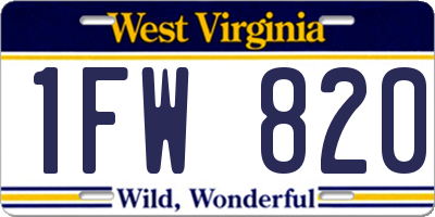 WV license plate 1FW820