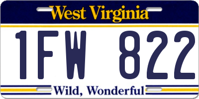 WV license plate 1FW822