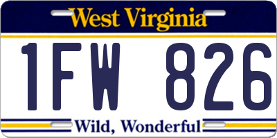 WV license plate 1FW826