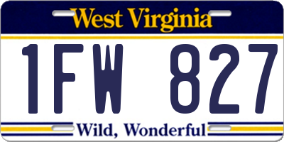 WV license plate 1FW827