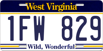 WV license plate 1FW829