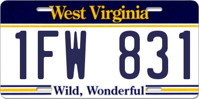 WV license plate 1FW831
