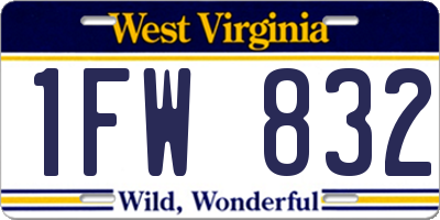 WV license plate 1FW832