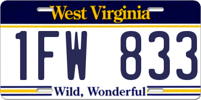 WV license plate 1FW833