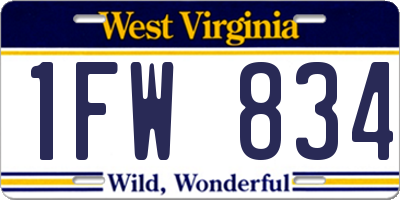 WV license plate 1FW834