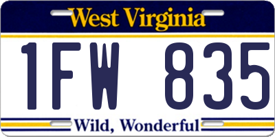 WV license plate 1FW835