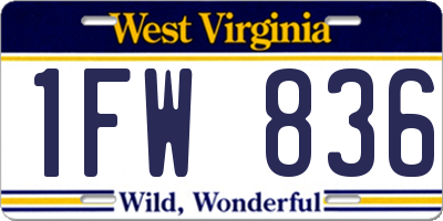 WV license plate 1FW836
