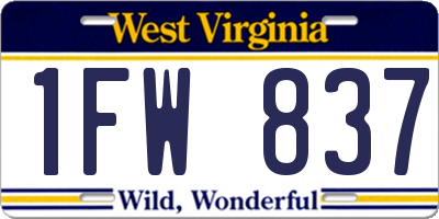 WV license plate 1FW837