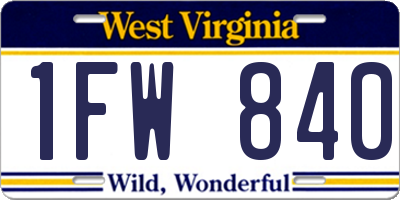 WV license plate 1FW840